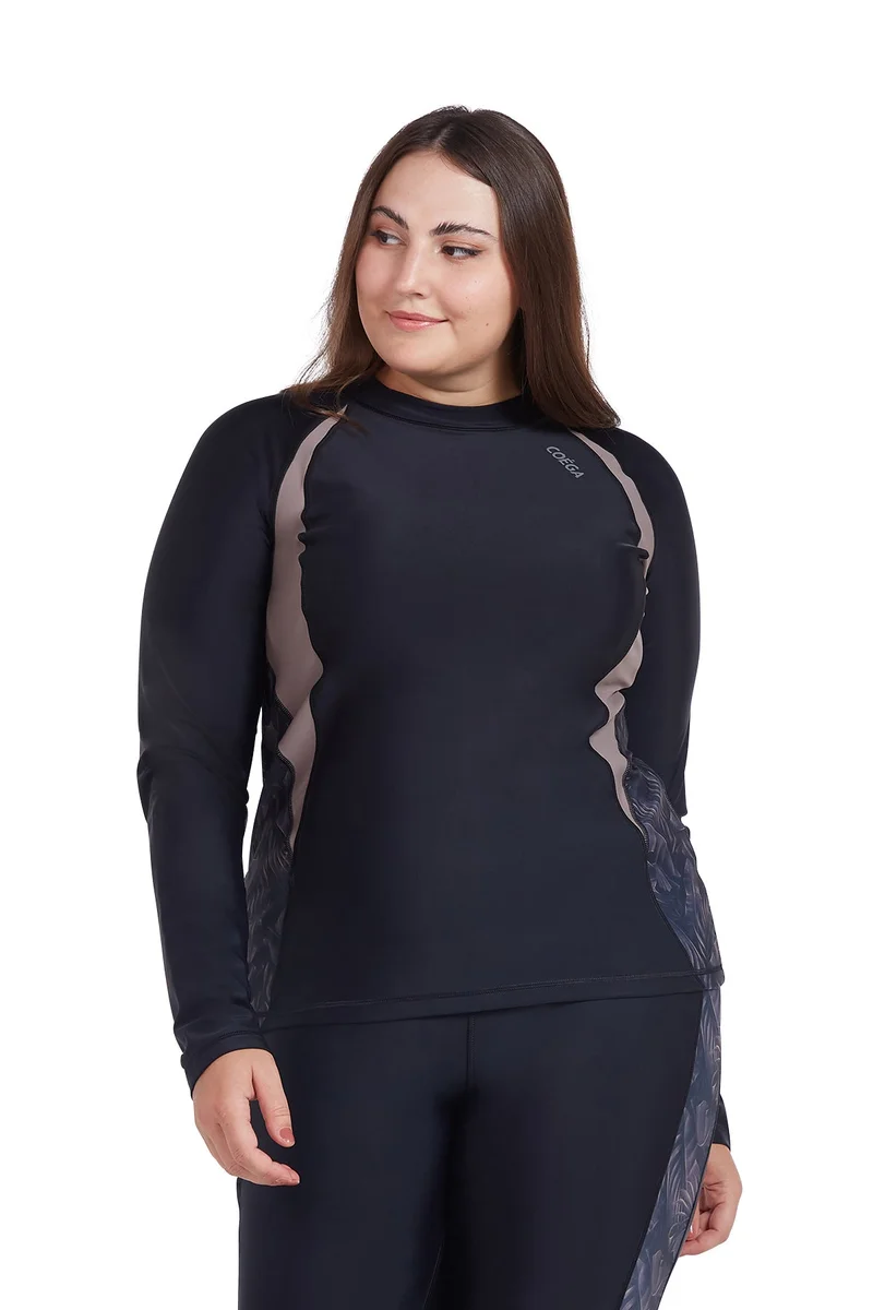 COEGA  Ladies Ladies Rashguard Long Sleeve - Nero Silver Tropical